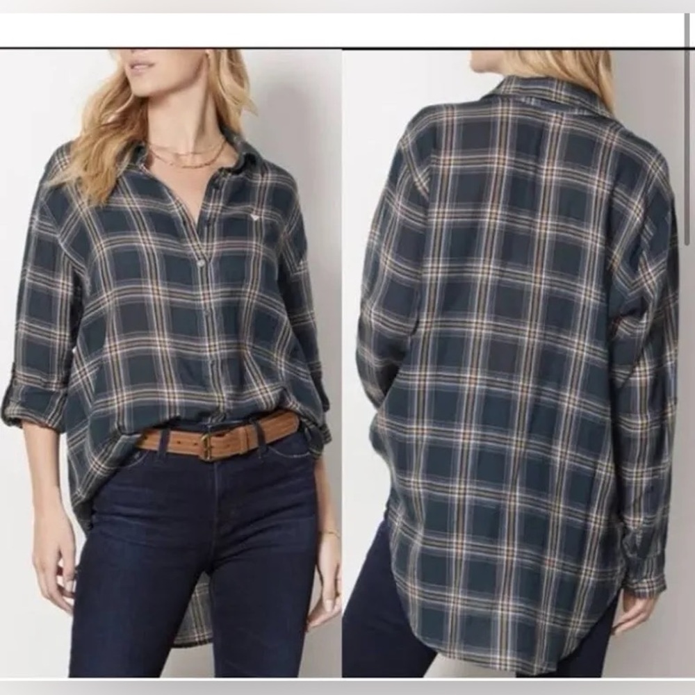 Sundry Evereve heart plaid button-down shirt 100% cotton - Picture 2 of 6